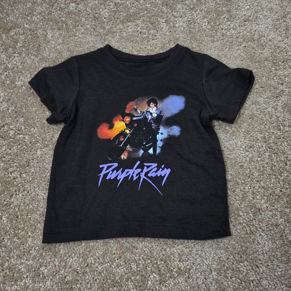 The Prince Estate T-Shirt Purple Rain Graphic Black Short Sleeve Cotton 12M